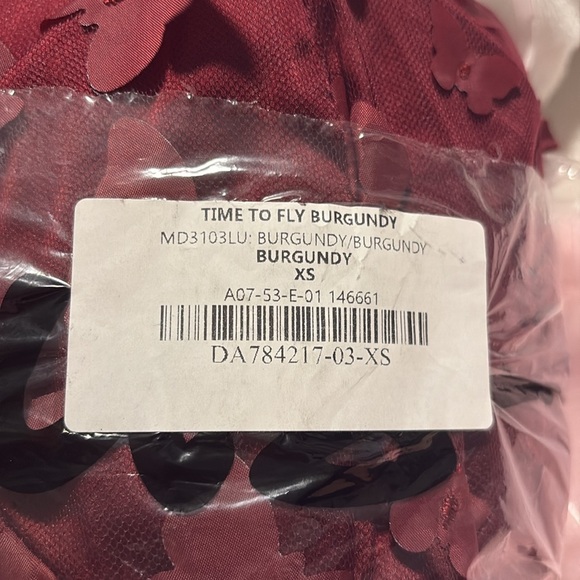 Time to Fly Burgundy Butterfly Lace-Up Midi Dress - Picture 5 of 5